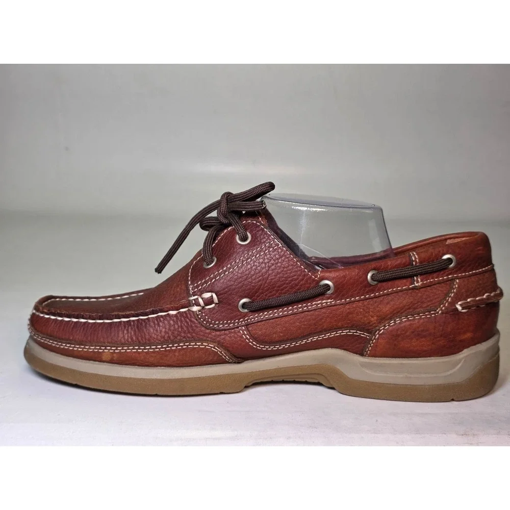 Freeman Jaffrey‎ Men's Boat Shoes Size 10 M Brown Leather Comfort Dress Lace Up